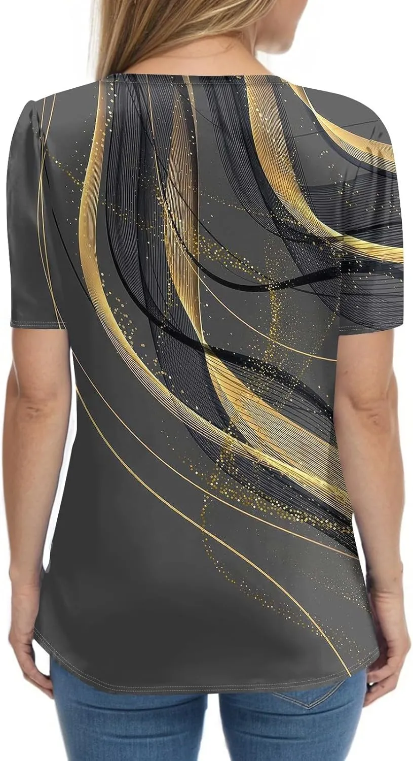 Womens Tops Summer 2025 Short Sleeve Blouses for Women Casual Shirts Fashion Loose Fit Clothes A.