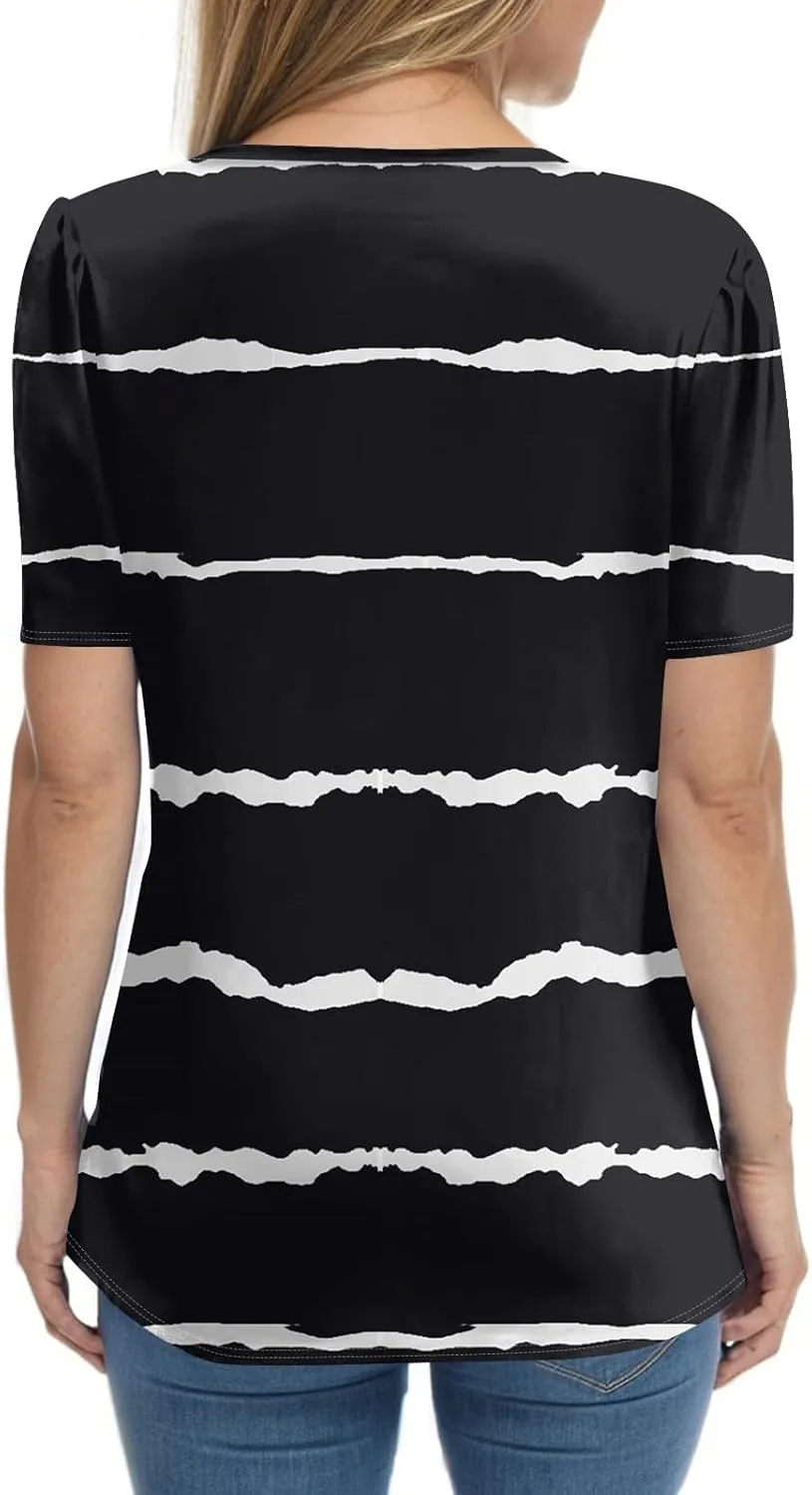 Womens Tops Summer 2025 Short Sleeve Blouses for Women Casual Shirts Fashion Loose Fit Clothes A.