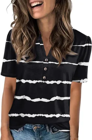 Womens Tops Summer 2025 Short Sleeve Blouses for Women Casual Shirts Fashion Loose Fit Clothes A.