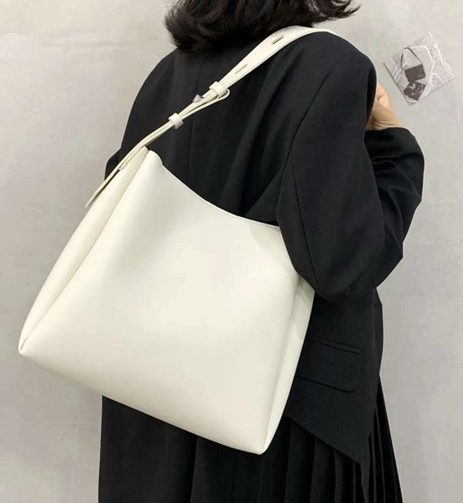 Womens Trendy PU Leather Tote Bags Large Bucket Shoulder Purse Soft Handbag Casual Working Top Handle Satchel 2pcs