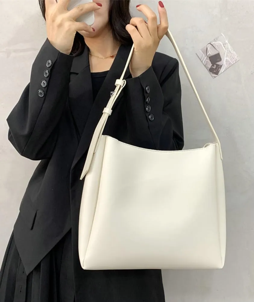 Womens Trendy PU Leather Tote Bags Large Bucket Shoulder Purse Soft Handbag Casual Working Top Handle Satchel 2pcs