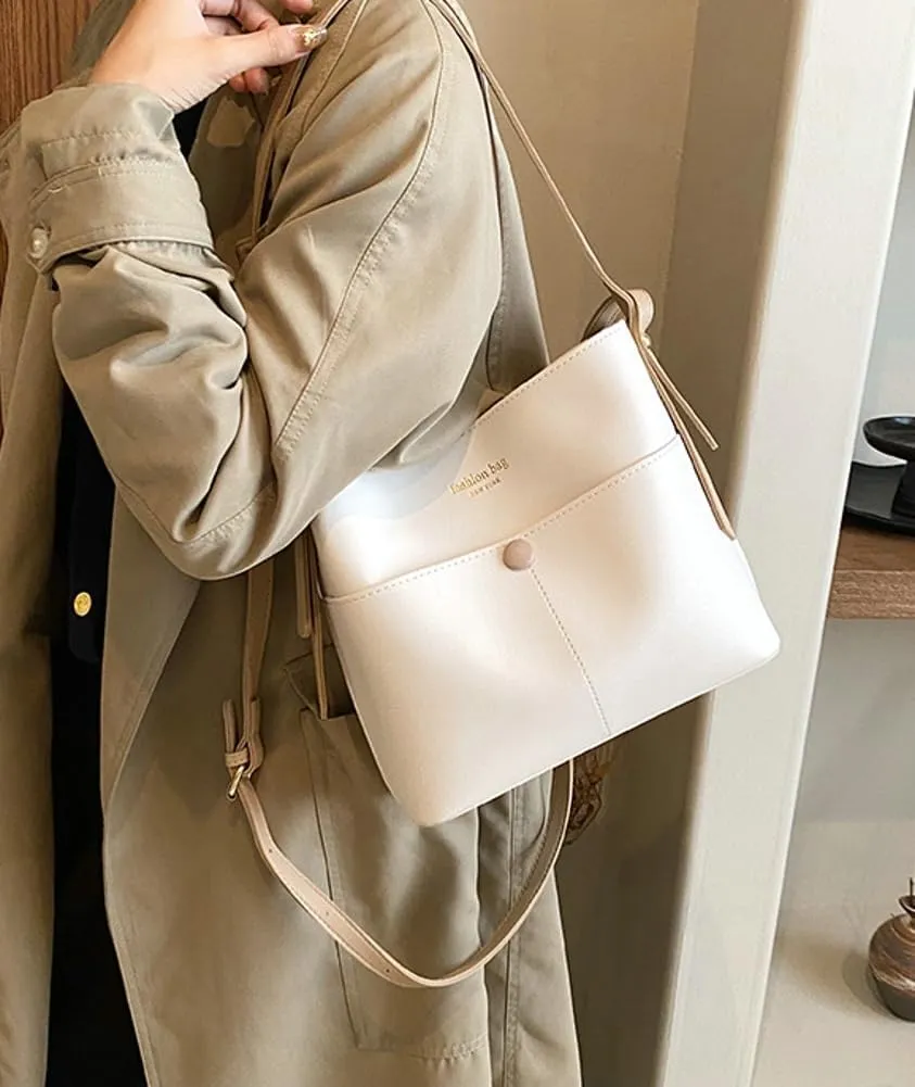 Womens Vegan Leather Shoulder Crossbody Bag Fashion Handbags Large Bucket Tote Bag Top Handle Purse