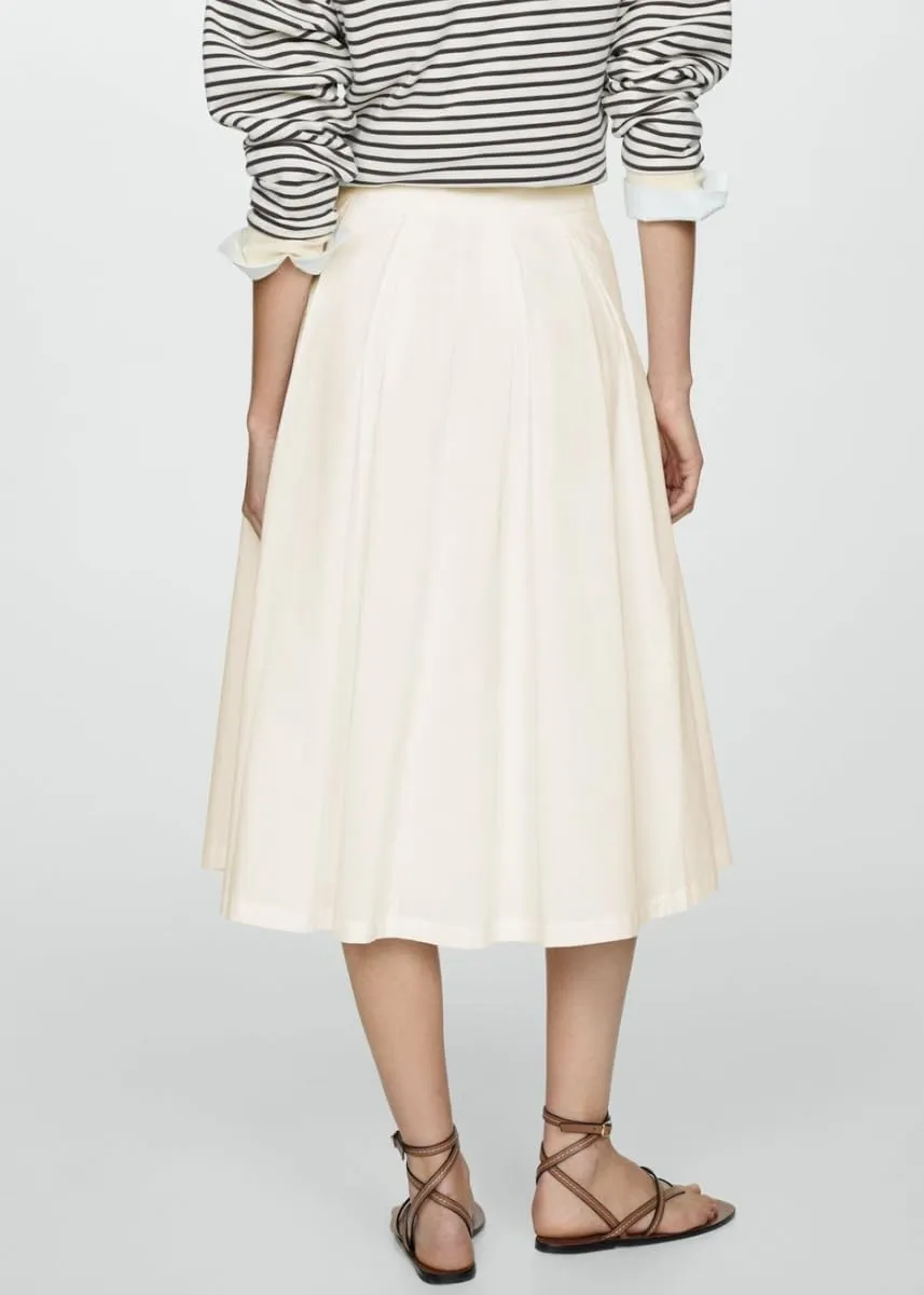 Women's Vintage Fall Winter High Waist Pleated Skirt Midi Swing A-Line Maxi Skirt