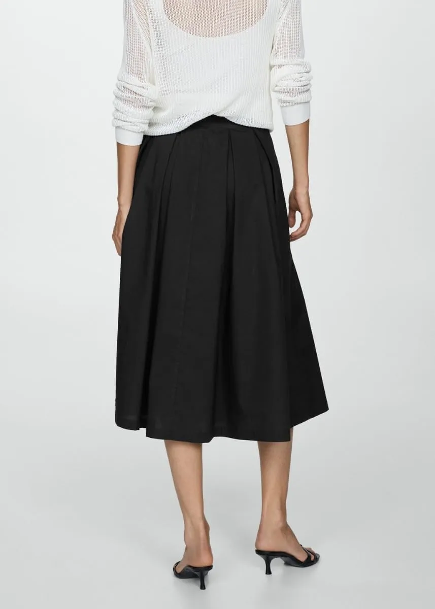 Women's Vintage Fall Winter High Waist Pleated Skirt Midi Swing A-Line Maxi Skirt