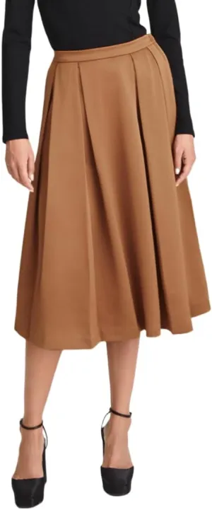 Women's Vintage Fall Winter High Waist Pleated Skirt Midi Swing A-Line Maxi Skirt
