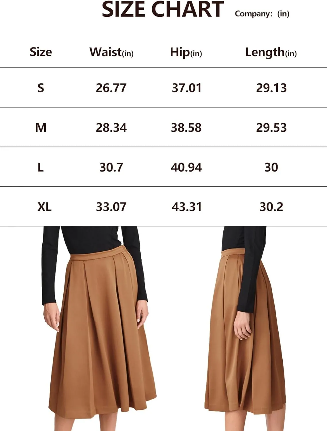 Women's Vintage Fall Winter High Waist Pleated Skirt Midi Swing A-Line Maxi Skirt