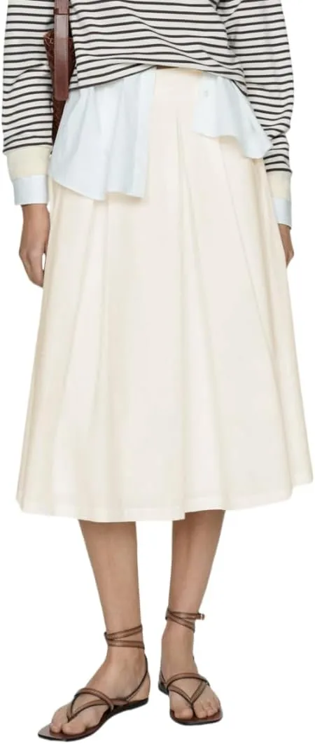 Women's Vintage Fall Winter High Waist Pleated Skirt Midi Swing A-Line Maxi Skirt