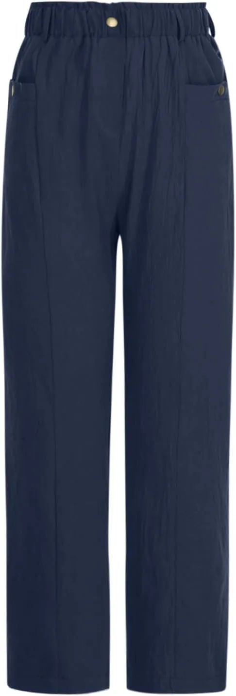 Womens Wide Leg Casual Pants - Cotton Linen Blend, Breathable & Comfortable Trousers for Daily Wear, Office, Travel
