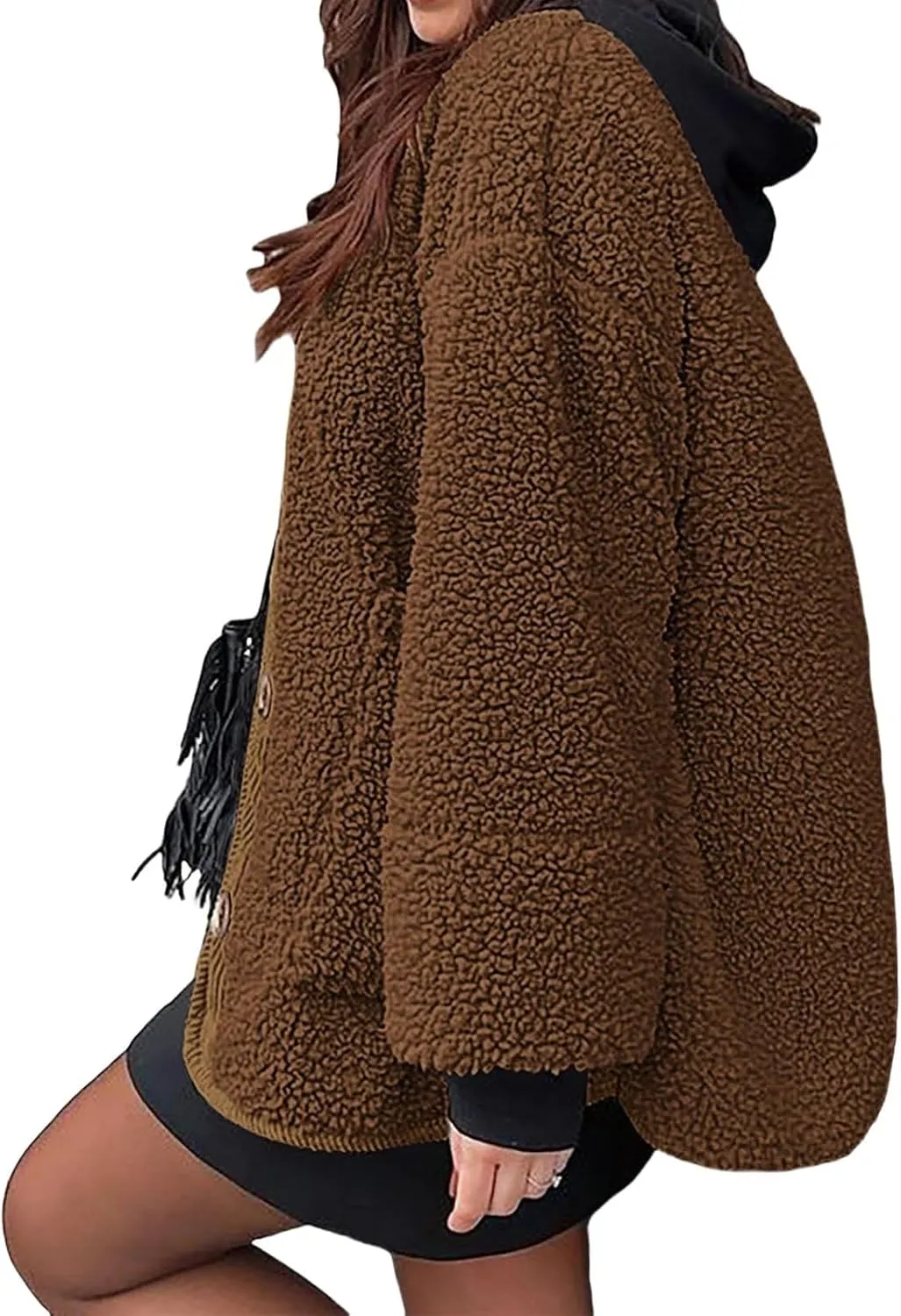 Womens Winter Jacket Stand-Collar Cotton Jacket Loose Pocket Cotton Jacket Warm Winter with 4 Pockets Long Coat