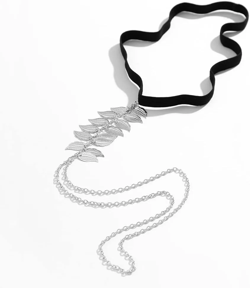 WXYNHHD Bohemian Simple Leaf Charm Leg Chain Metal Leaves Tassel Pendants Thigh Chains Body Chains(Silver)