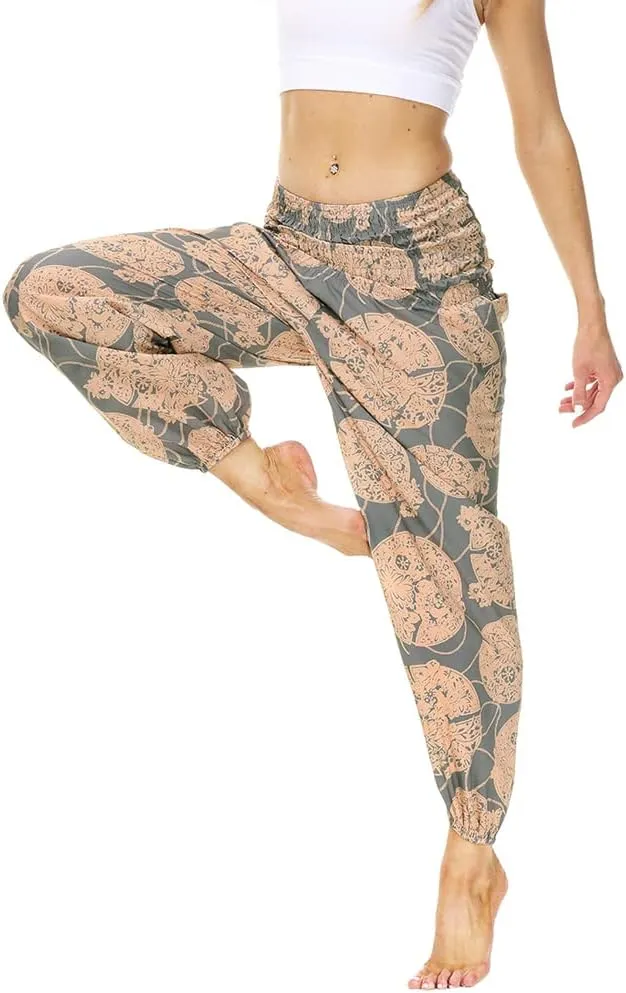 Xixiuly Women's Hippie Harem Yoga Pants with Pockets High Waist Trousers Summer Beach