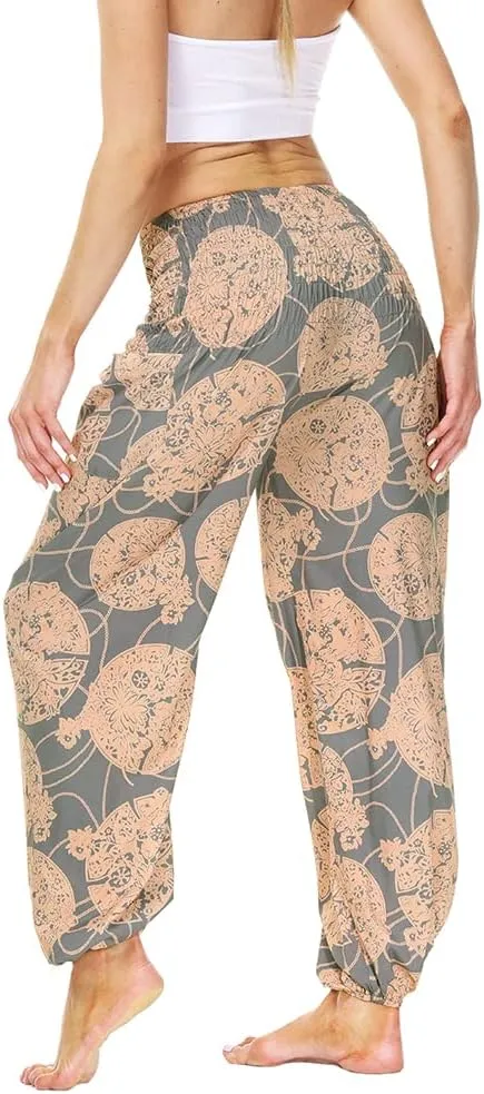 Xixiuly Women's Hippie Harem Yoga Pants with Pockets High Waist Trousers Summer Beach