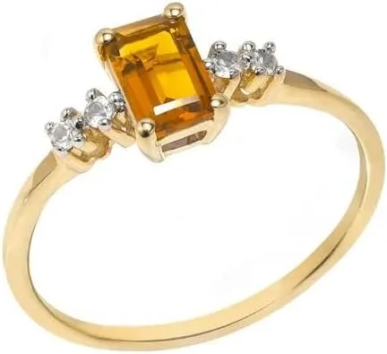 YoTreasure Healing Crystal Citrine Ethiopian Opal Green Onyx London Blue Topaz Rhodolite Garnet Moonstone Tanzanite 10K Yellow/Rose Gold Engagement Ring