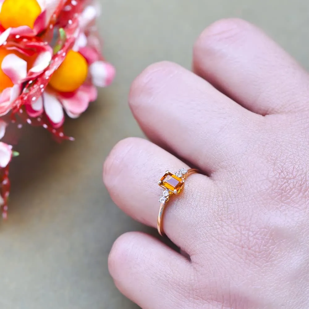 YoTreasure Healing Crystal Citrine Ethiopian Opal Green Onyx London Blue Topaz Rhodolite Garnet Moonstone Tanzanite 10K Yellow/Rose Gold Engagement Ring